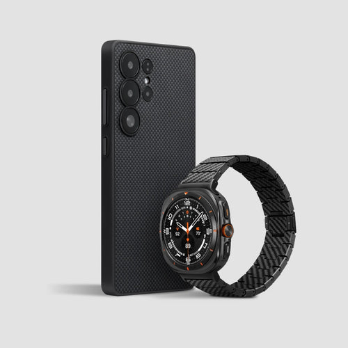 Samsung Galaxy S25 Ultra+ Galaxy Watch Ultra Band / schwarz/grau / PinButton Case