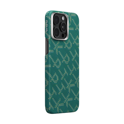 iPhone 15 Pro / Grün/Gold / Ultradünne Hülle