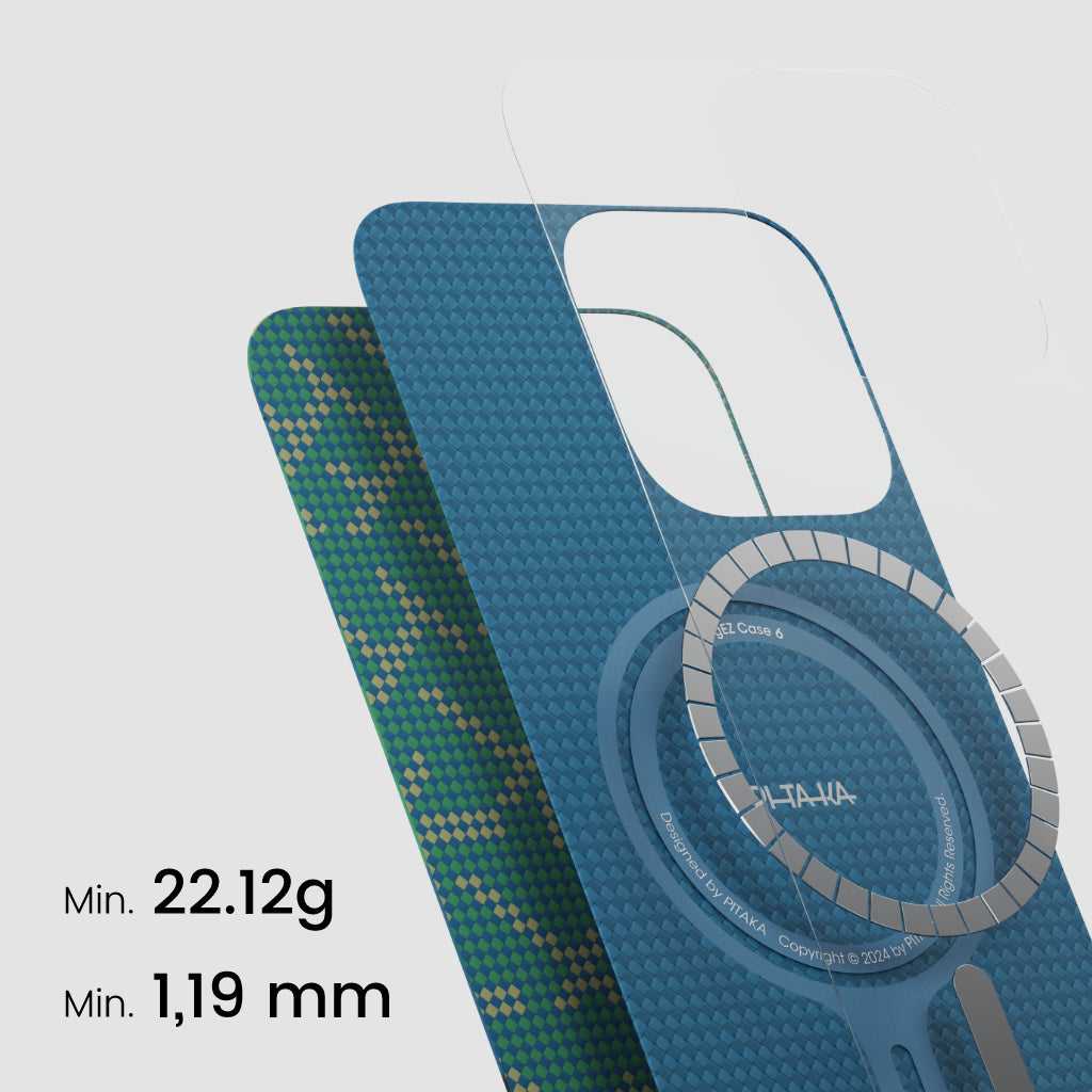 PITAKA Monogramm Taktile Gewebte Hülle für iPhone 16 Pro/Pro Max/iPhone 15 Pro/Pro Max/Galaxy S24 Ultra