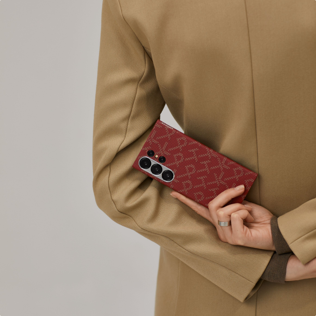 PITAKA Monogramm Taktile Gewebte Hülle für iPhone 16 Pro/Pro Max/iPhone 15 Pro/Pro Max/Galaxy S24 Ultra