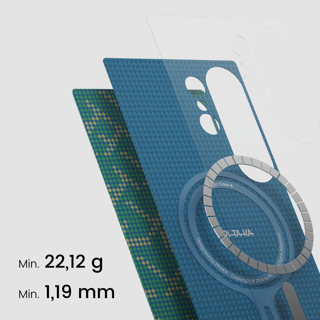 PITAKA Monogramm Taktile Gewebte Hülle für iPhone 16 Pro/Pro Max/iPhone 15 Pro/Pro Max/Galaxy S24 Ultra